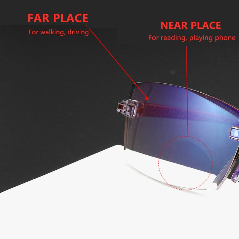 Unisex Rimless Bifocal Reading Glasses Anti Blue Light by HitMyNeed