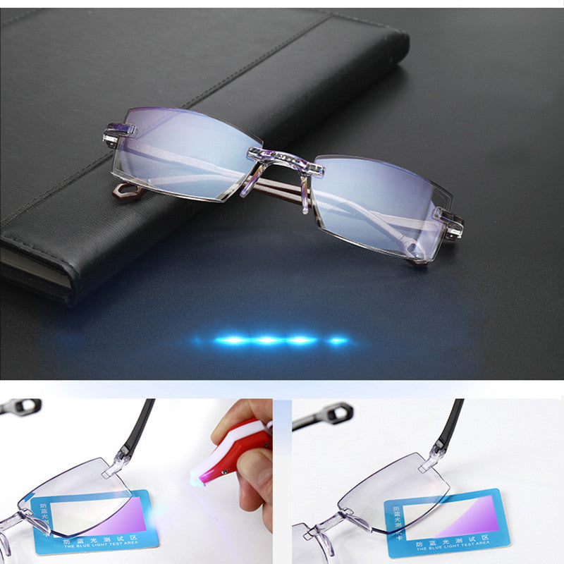 Unisex Rimless Bifocal Reading Glasses Anti Blue Light by HitMyNeed