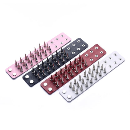 Unisex Triple-Row Spiked Leather Punk Bracelet by HitMyNeed