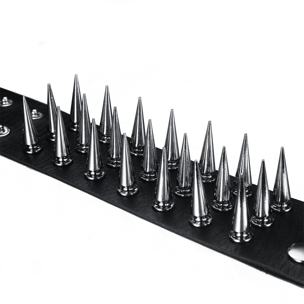 Unisex Triple-Row Spiked Leather Punk Bracelet by HitMyNeed