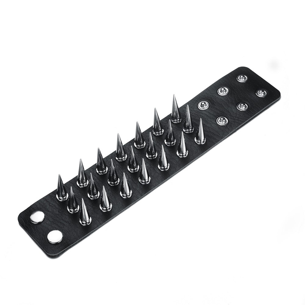 Unisex Triple-Row Spiked Leather Punk Bracelet by HitMyNeed