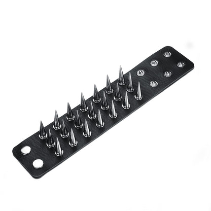 Unisex Triple-Row Spiked Leather Punk Bracelet by HitMyNeed