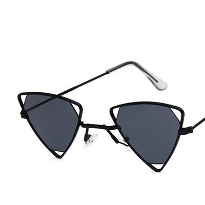 Unisex Vintage Triangle Sunglasses Metal Frame black-gray by HitMyNeed