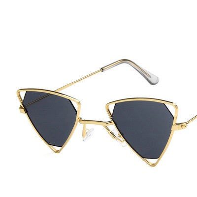 Unisex Vintage Triangle Sunglasses Metal Frame gold-gray by HitMyNeed