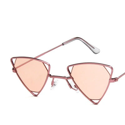 Unisex Vintage Triangle Sunglasses Metal Frame pink by HitMyNeed