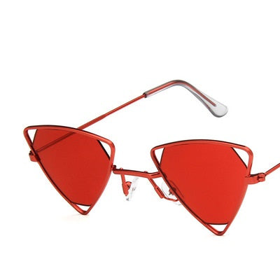 Unisex Vintage Triangle Sunglasses Metal Frame red by HitMyNeed