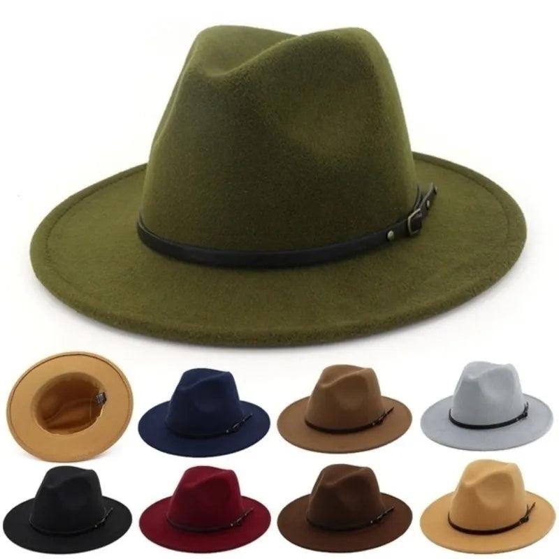 Unisex Vintage Wide Brim Felt Jazz & Cowboy Hat by HitMyNeed