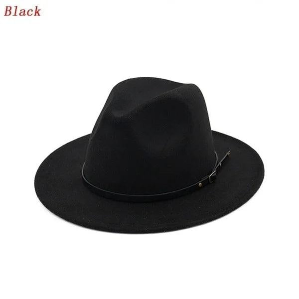 Unisex Vintage Wide Brim Felt Jazz & Cowboy Hat black by HitMyNeed