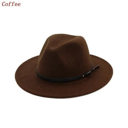 Unisex Vintage Wide Brim Felt Jazz & Cowboy Hat coffee by HitMyNeed