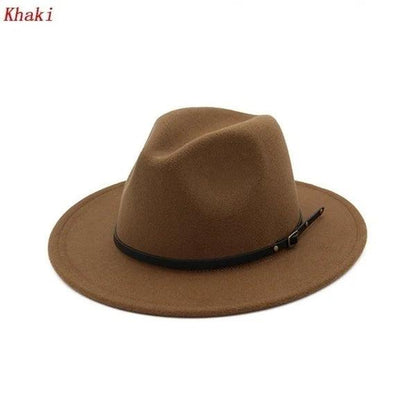 Unisex Vintage Wide Brim Felt Jazz & Cowboy Hat khaki by HitMyNeed