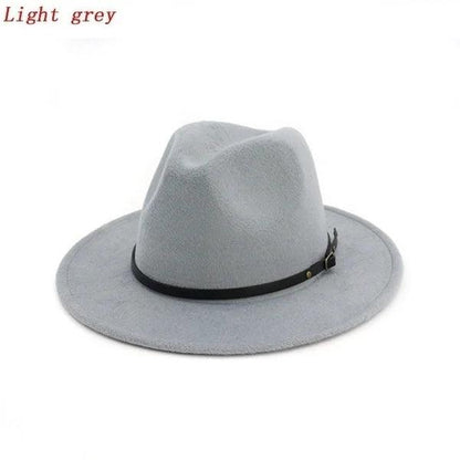 Unisex Vintage Wide Brim Felt Jazz & Cowboy Hat lightgrey by HitMyNeed