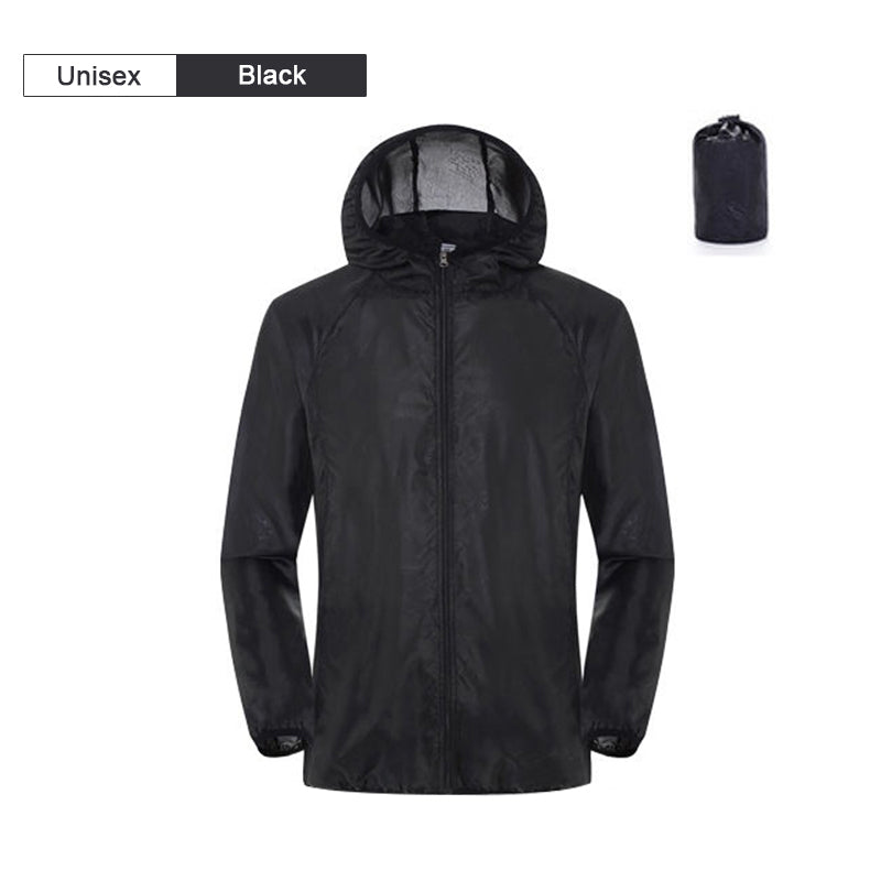 Unisex Waterproof Camping Rain Jacket with Hood unisex-black 4xl by HitMyNeed