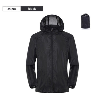 Unisex Waterproof Camping Rain Jacket with Hood unisex-black 4xl by HitMyNeed