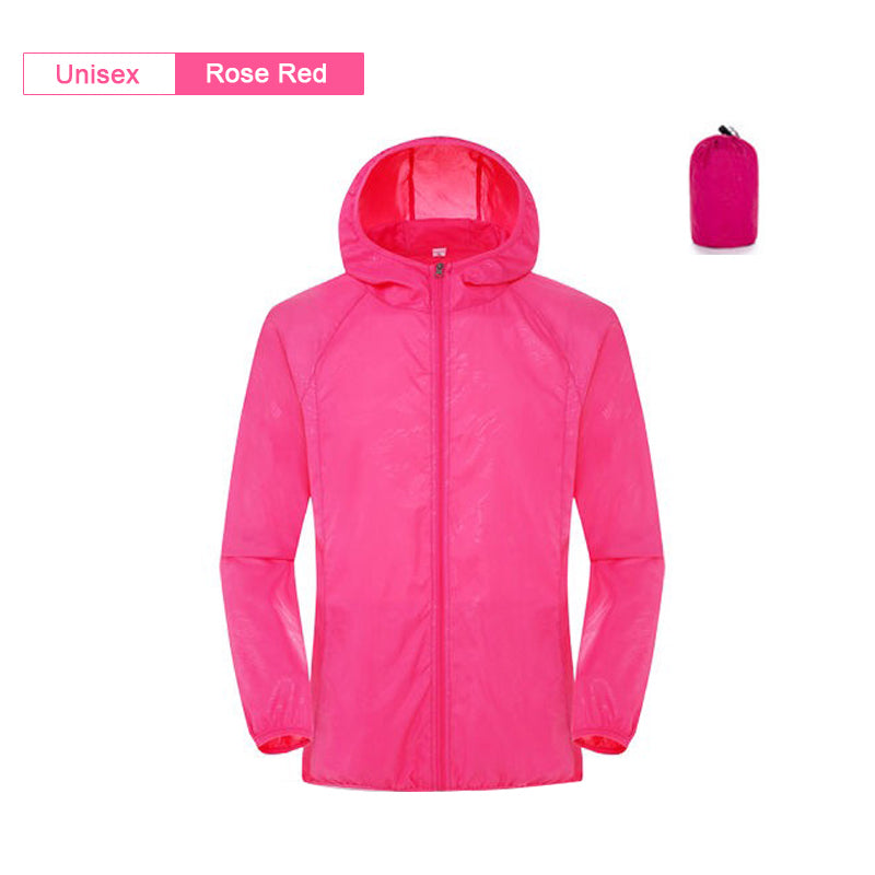 Unisex Waterproof Camping Rain Jacket with Hood unisex-rose-red xxxl by HitMyNeed