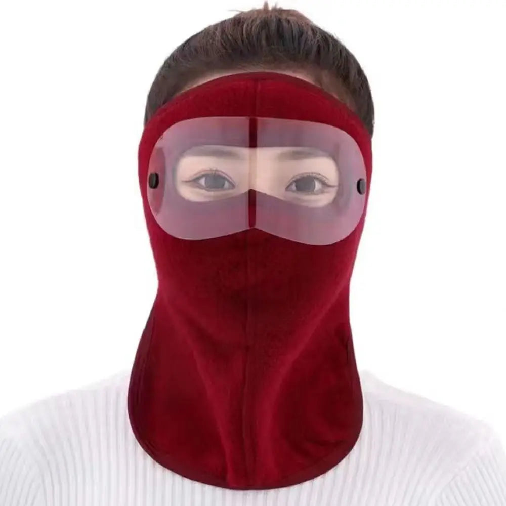 Unisex Windproof Ski & Motorcycle Face Mask wine-red long by HitMyNeed