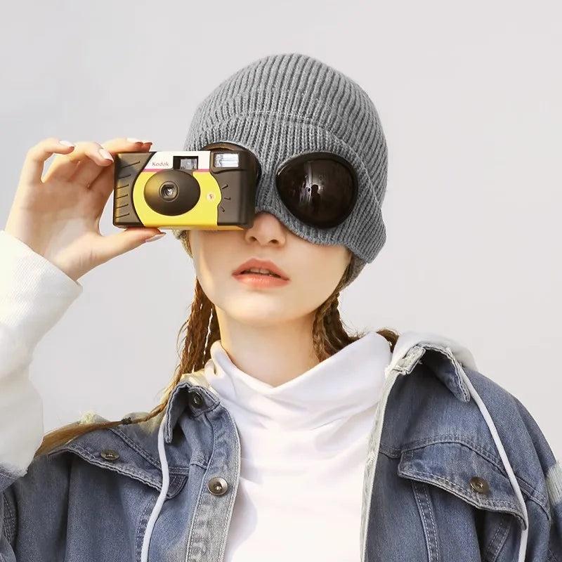 Unisex Winter Knitted Hat with Detachable Goggles by HitMyNeed