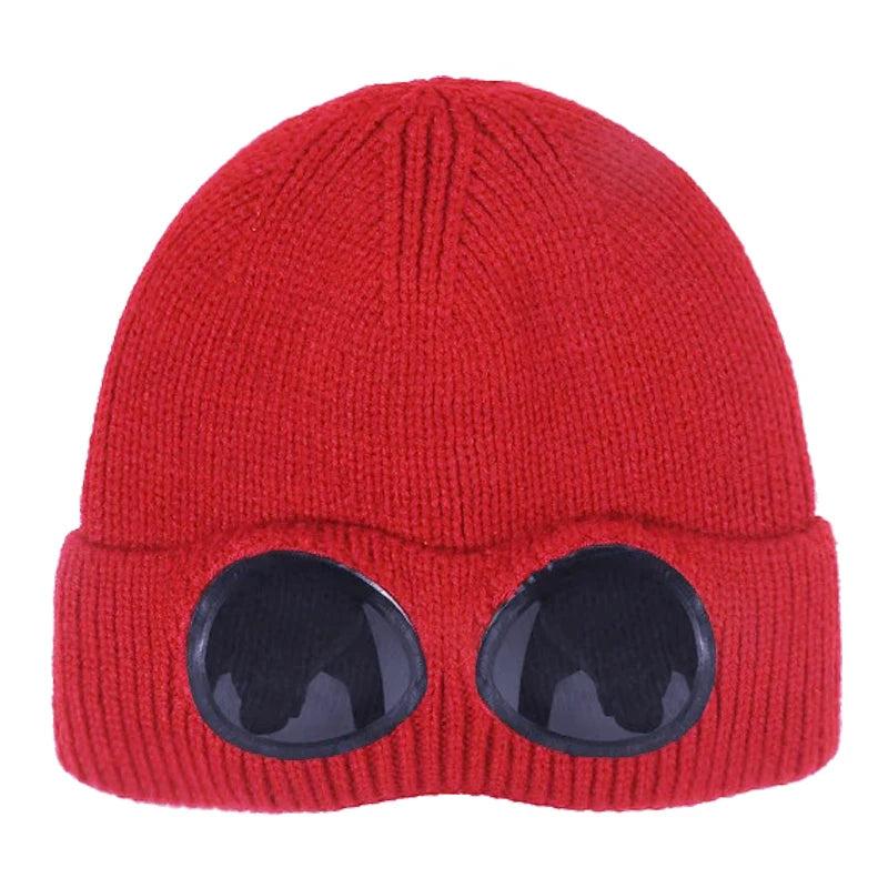 Unisex Winter Knitted Hat with Detachable Goggles by HitMyNeed