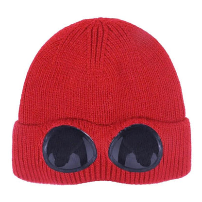 Unisex Winter Knitted Hat with Detachable Goggles by HitMyNeed