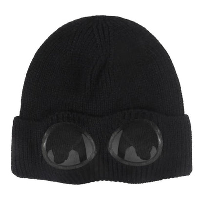 Unisex Winter Knitted Hat with Detachable Goggles mm984black by HitMyNeed