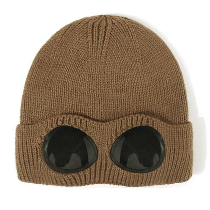 Unisex Winter Knitted Hat with Detachable Goggles mm984coffee by HitMyNeed