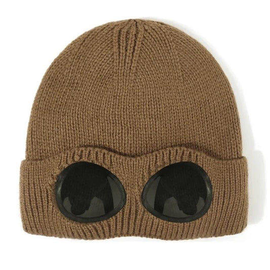 Unisex Winter Knitted Hat with Detachable Goggles mm984coffee by HitMyNeed