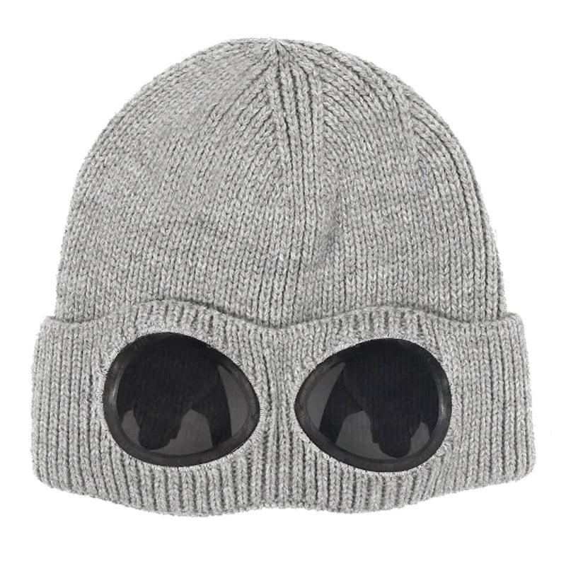 Unisex Winter Knitted Hat with Detachable Goggles mm984grey by HitMyNeed