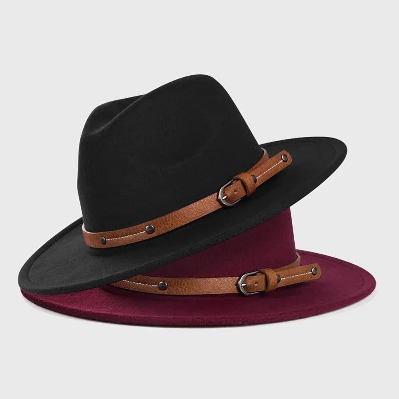 Unisex Wool Felt Fedora Hat with Flat Brim by HitMyNeed