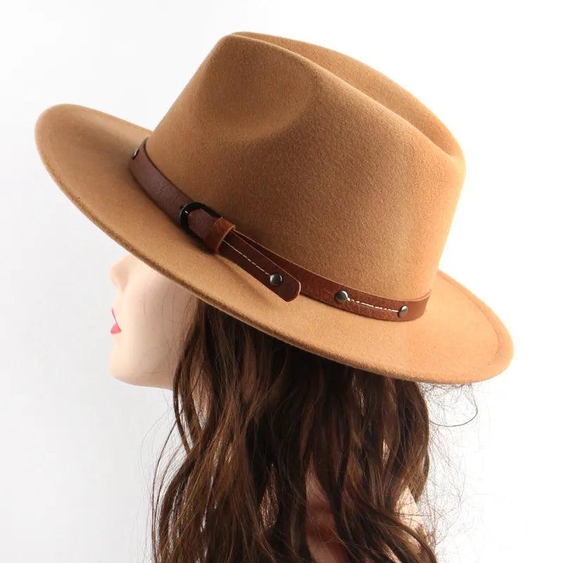 Unisex Wool Felt Fedora Hat with Flat Brim by HitMyNeed