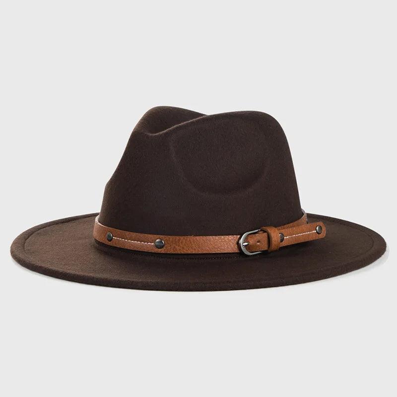 Unisex Wool Felt Fedora Hat with Flat Brim coffee by HitMyNeed