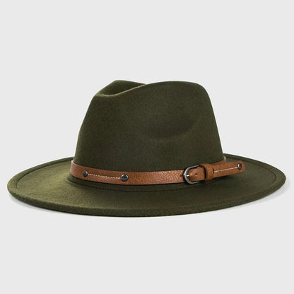 Unisex Wool Felt Fedora Hat with Flat Brim green by HitMyNeed