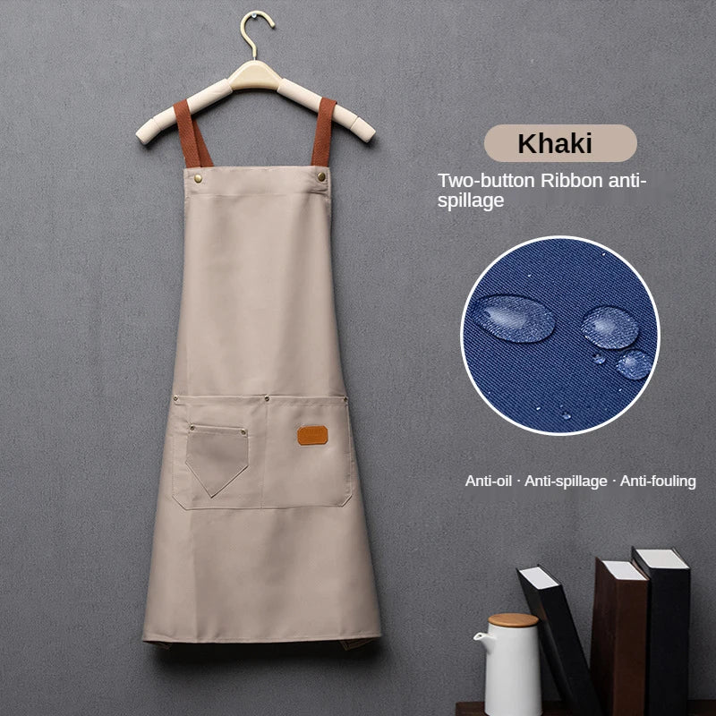 Unisex Work Apron for Kitchen, Salon & Retail dark-khaki by HitMyNeed