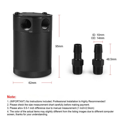 Universal 2-Port Baffled Aluminum Oil Catch Can 500ml by HitMyNeed