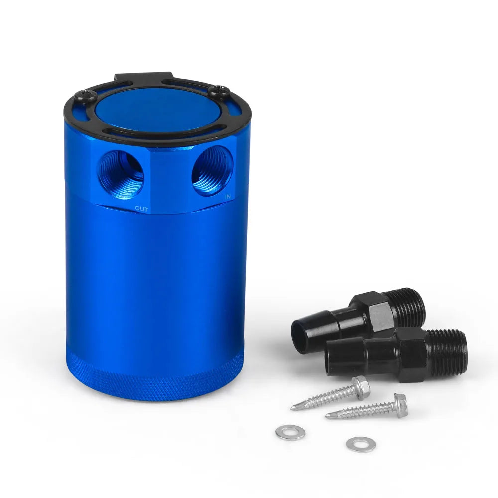 Universal 2-Port Baffled Aluminum Oil Catch Can 500ml blue by HitMyNeed