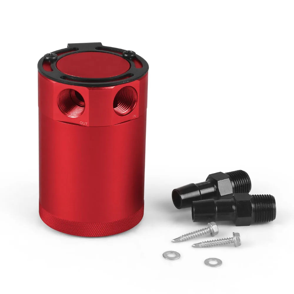 Universal 2-Port Baffled Aluminum Oil Catch Can 500ml red by HitMyNeed