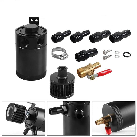 Universal 2-Port Baffled Aluminum Oil Catch Can Kit by HitMyNeed