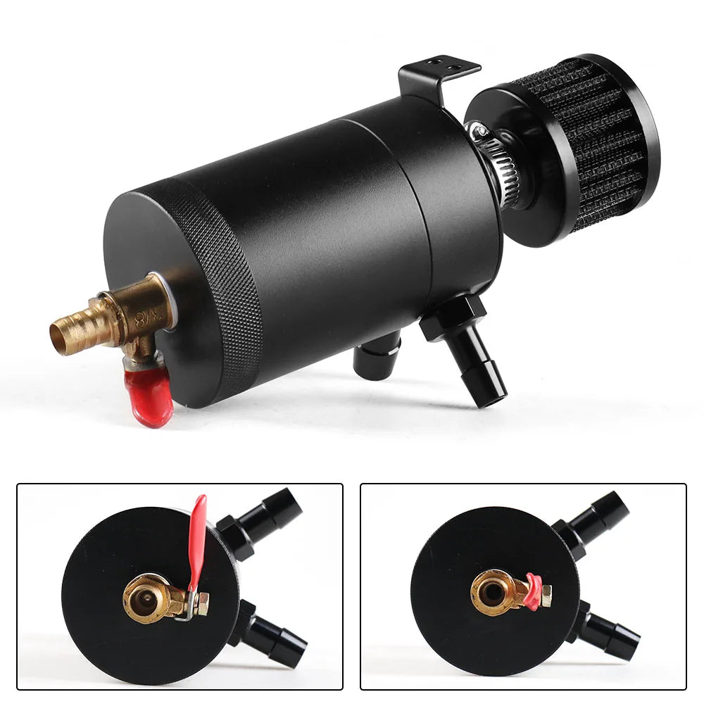 Universal 2-Port Baffled Aluminum Oil Catch Can Kit by HitMyNeed