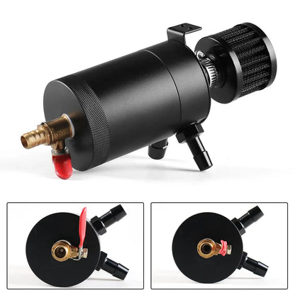Universal 2-Port Baffled Aluminum Oil Catch Can Kit by HitMyNeed