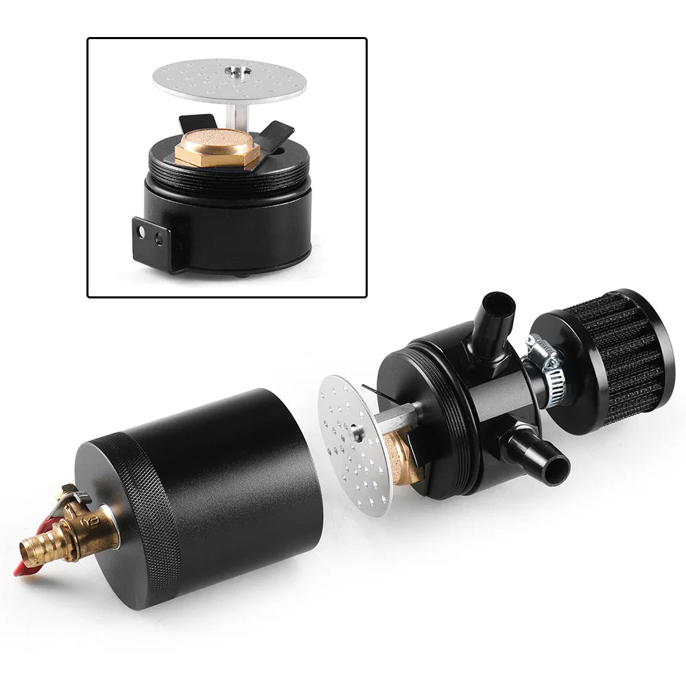 Universal 2-Port Baffled Aluminum Oil Catch Can Kit by HitMyNeed