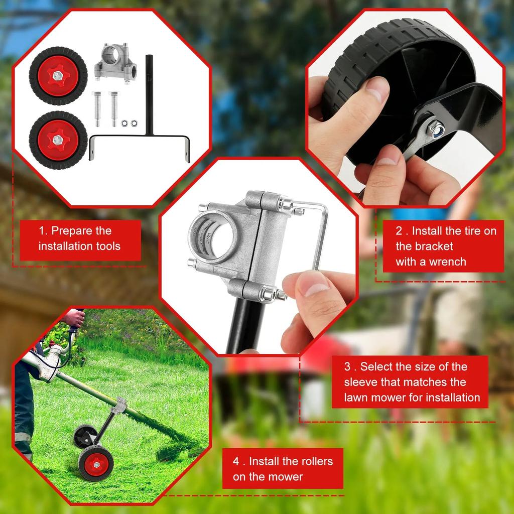 Universal Adjustable Lawn Mower & Trimmer Support Wheel by HitMyNeed