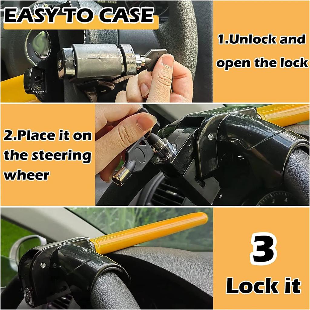 Universal Anti-Theft T-Bar Car Steering Wheel Lock by HitMyNeed