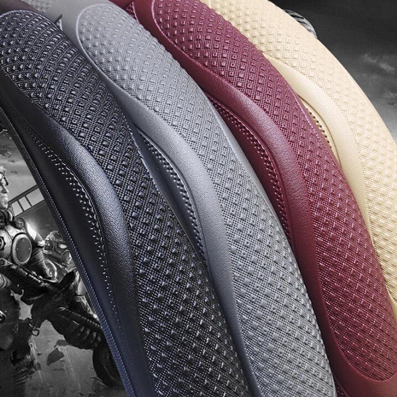 Universal Breathable Anti-Slip Leather Steering Wheel Cover by HitMyNeed
