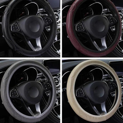 Universal Breathable Anti-Slip Leather Steering Wheel Cover by HitMyNeed