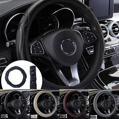 Universal Breathable Anti-Slip Leather Steering Wheel Cover by HitMyNeed