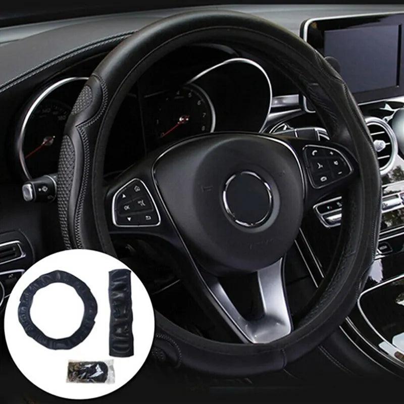 Universal Breathable Anti-Slip Leather Steering Wheel Cover by HitMyNeed