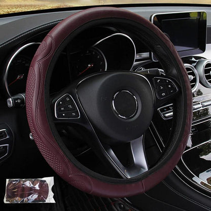 Universal Breathable Anti-Slip Leather Steering Wheel Cover wr by HitMyNeed
