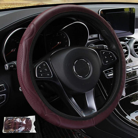 Universal Breathable Anti-Slip Leather Steering Wheel Cover wr by HitMyNeed