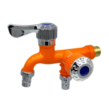 Universal Dual Outlet Faucet Tap with Hose Connector orange by HitMyNeed