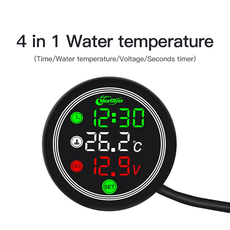 Universal Motorcycle Digital Clock & Thermometer 4-in-1-water-temp by HitMyNeed