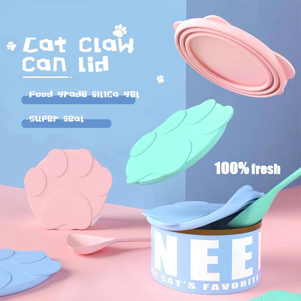 Universal Silicone Cat Food Can Lid with Spoon by HitMyNeed