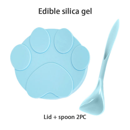 Universal Silicone Cat Food Can Lid with Spoon blue by HitMyNeed